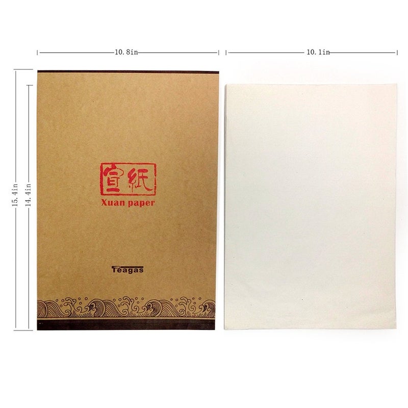 Teagas Chinese Calligraphy Brush Ink Writing Sumi Paper/Xuan Paper/Rice Paper for Chinese Calligraphy Brush Writing Sumi Set, 14 x 10 Inch - Image 3